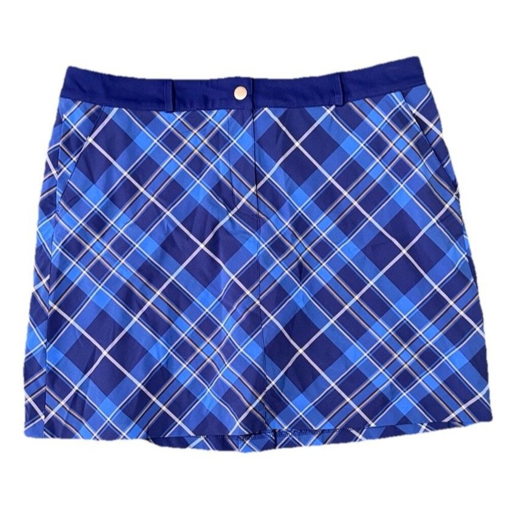 Lady Hagen Women’s Blue Plaid Golf Skort Tennis Skirt Preppy Country Club 14 New